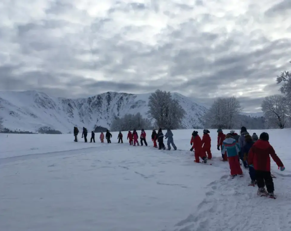 Balade en raquettes - Classe de neige - Classes de découvertes - Centre Le Bien Veillant dans les Alpes (38)