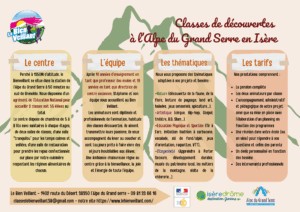 1 Classe découverte, classe rousse, classe de neige, classe verte, montagne,